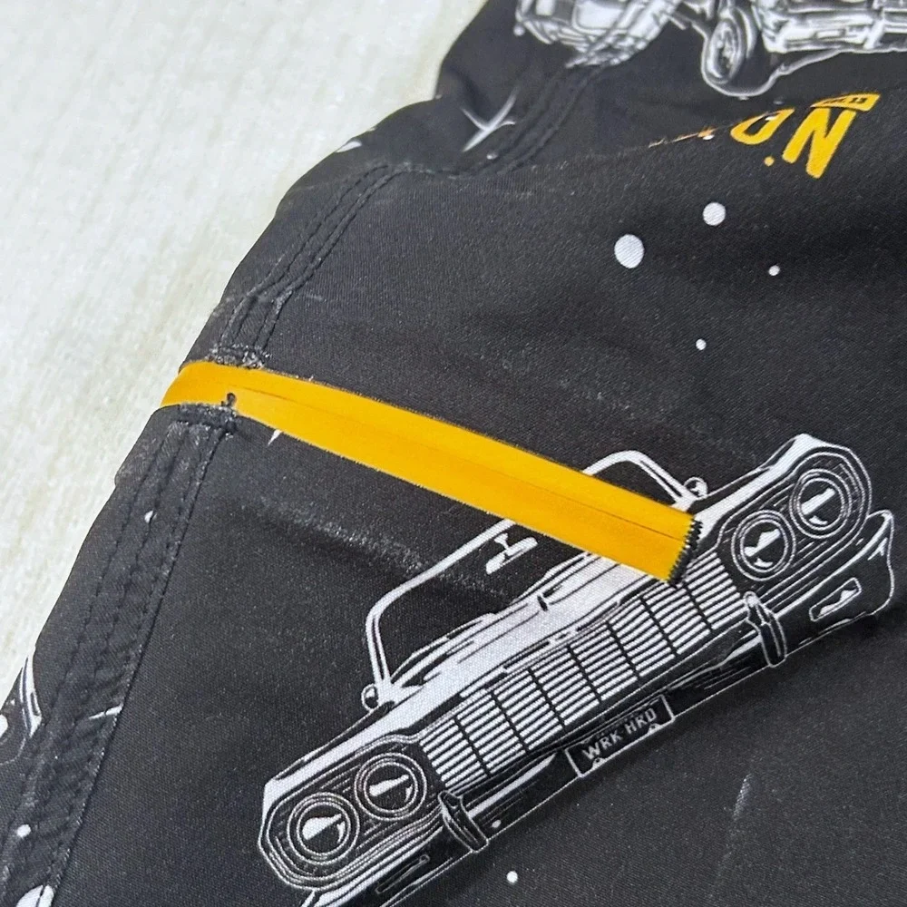 DIXXON Low Places Board Shorts Men 42 XXL Black Lowrider Classic Car Swim Trunks
